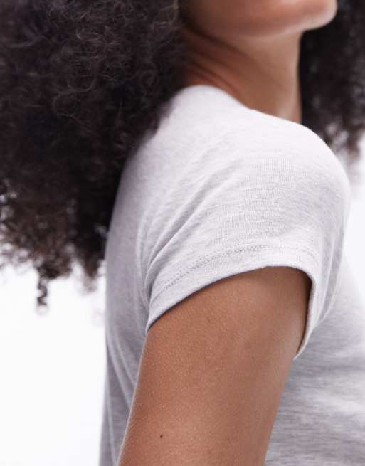 Topshop - Everyday - T-shirt met lange pasvorm in gemêleerd grijs