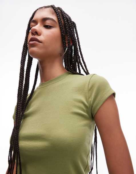 Topshop everyday tee in khaki - view 1