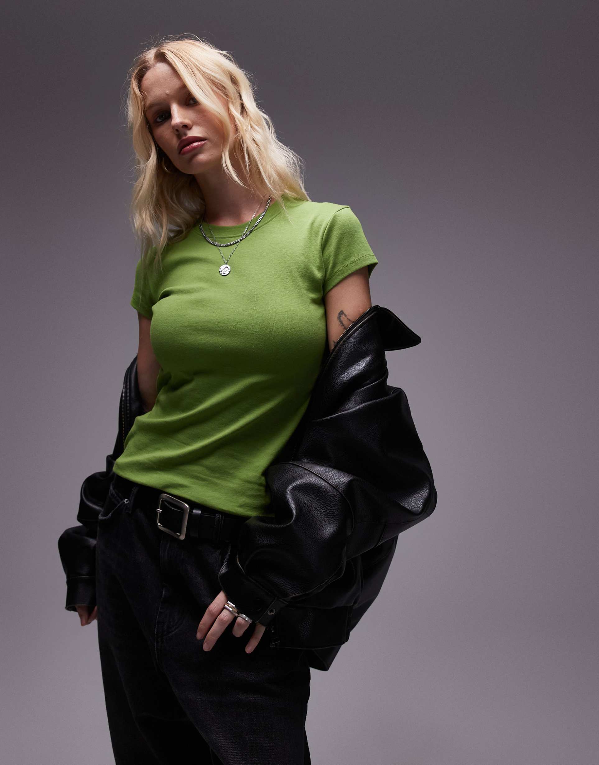 topshop everyday tee in mid green