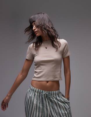 Topshop Everyday Tee In Oat Heather-neutral