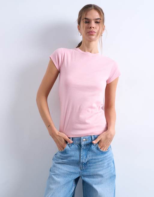 Topshop everyday tee in pink, 3 of 4