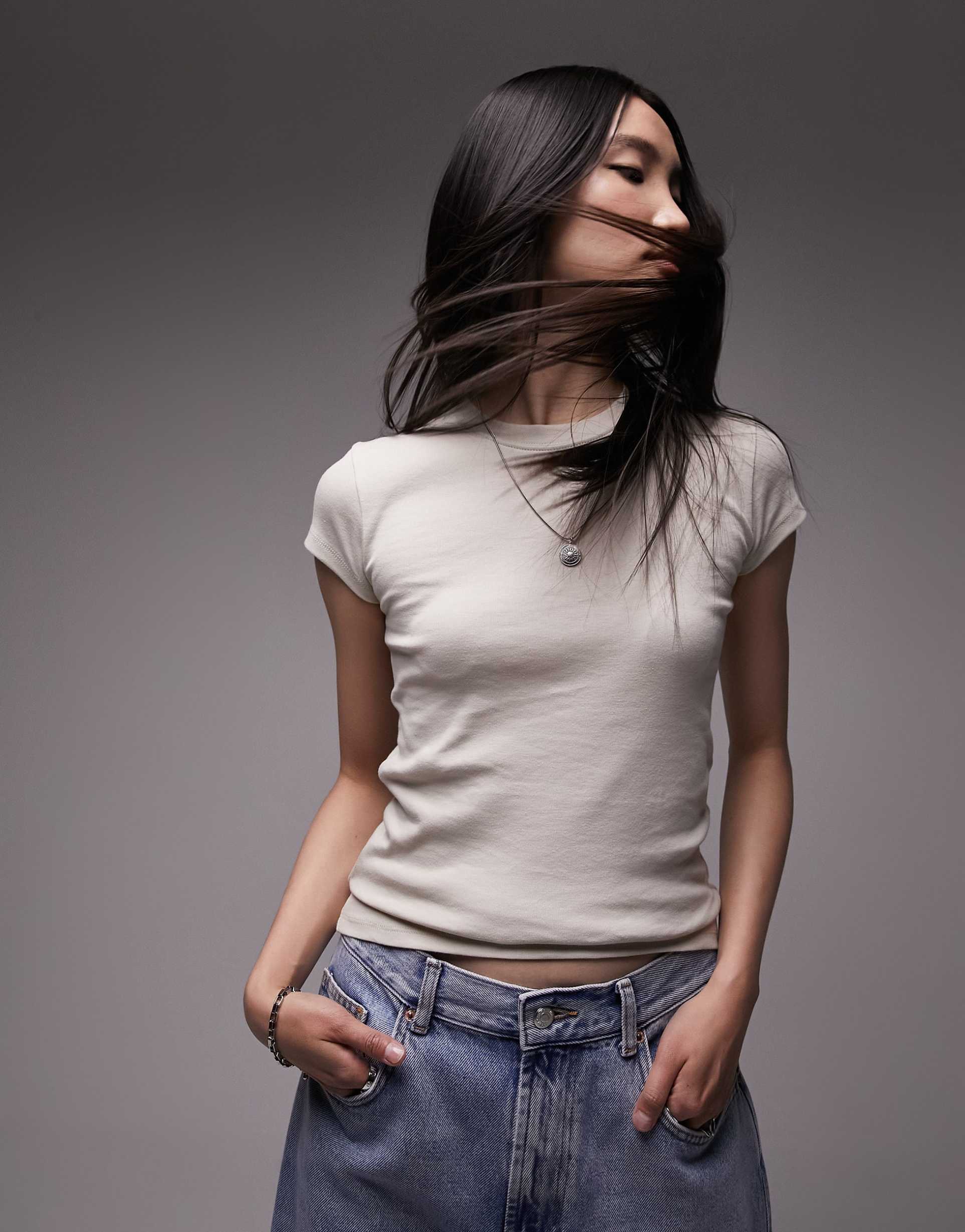 topshop everyday tee in stone