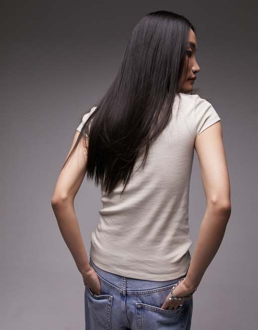 Topshop longline every day tee in stone