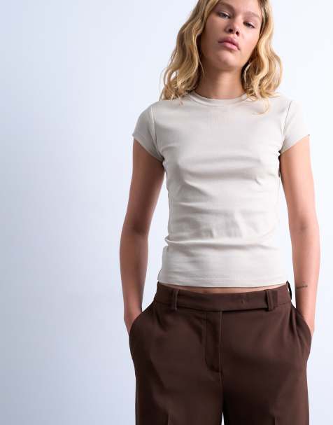 Topshop everyday tee in stone - view 1