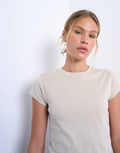 Topshop everyday tee in stone
