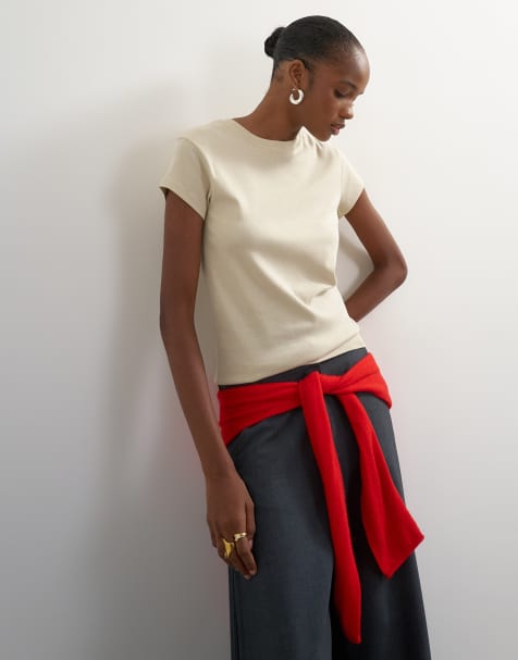 Topshop everyday tee in stone