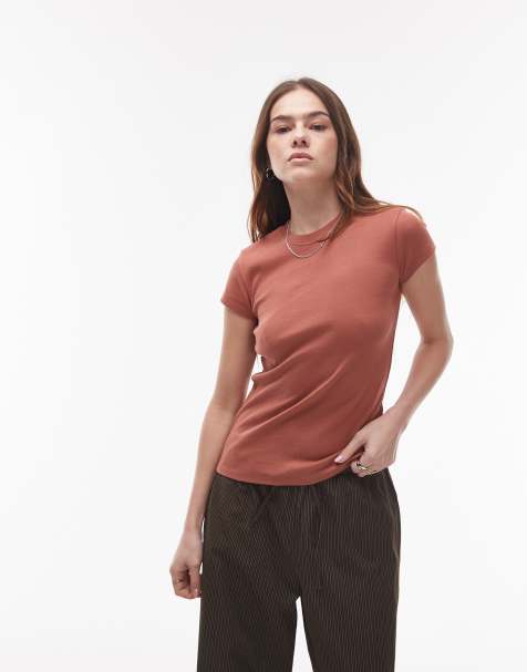 Topshop everyday tee in teracotta - view 1