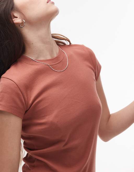 Topshop everyday tee in teracotta 