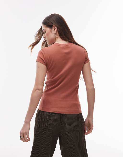 Topshop everyday tee in teracotta 