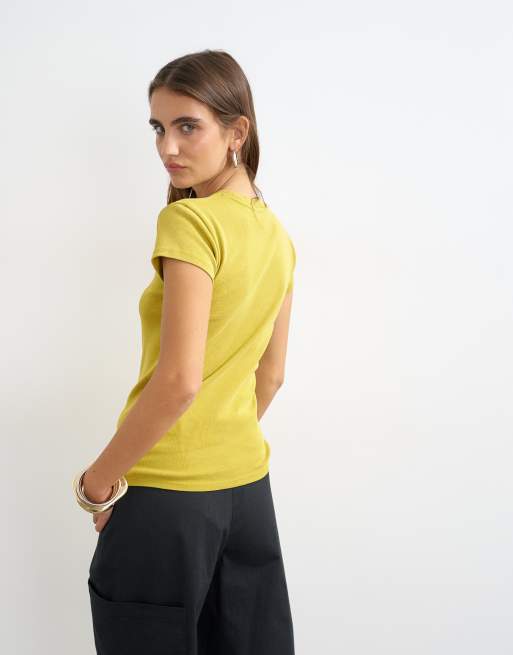 Topshop everyday tee in washed mustard, 4 of 4