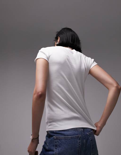 Topshop longline everyday tee in white