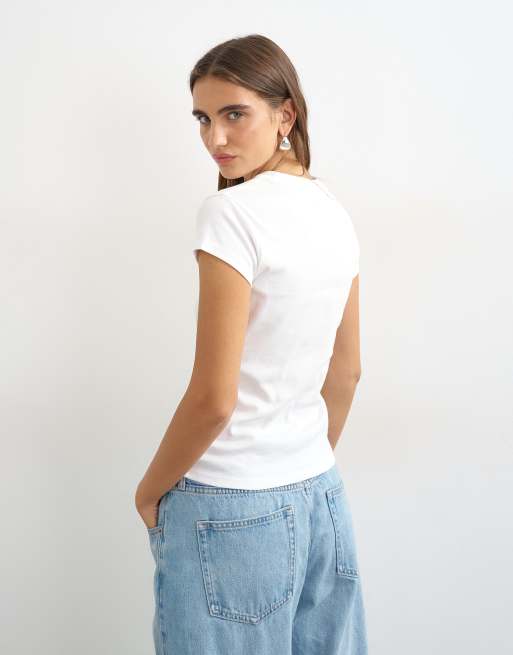 Topshop everyday tee in white, 3 of 4