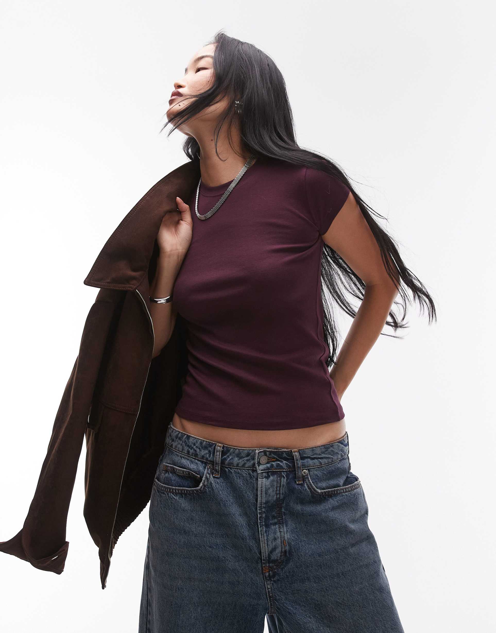 topshop everyday tee in wine