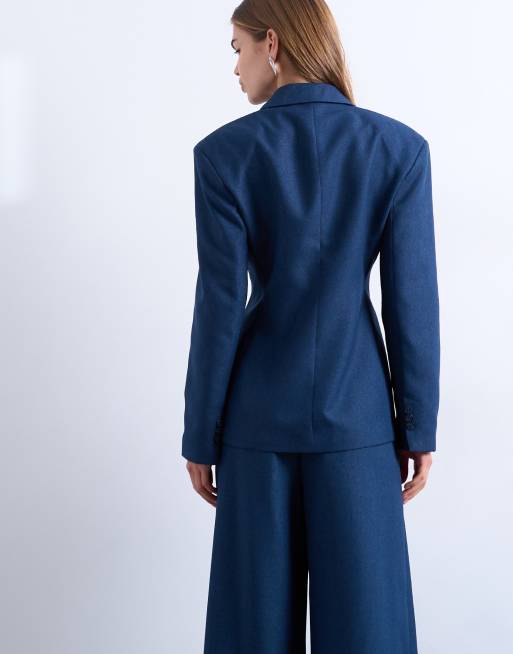 Topshop extreme cinched waist blazer in navy - part of a set
