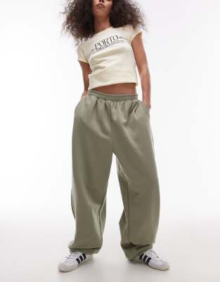 extreme oversized cuffed sweatpants in khaki-No color