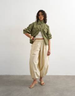 Extreme poplin  pull on balloon trouser in yellow
