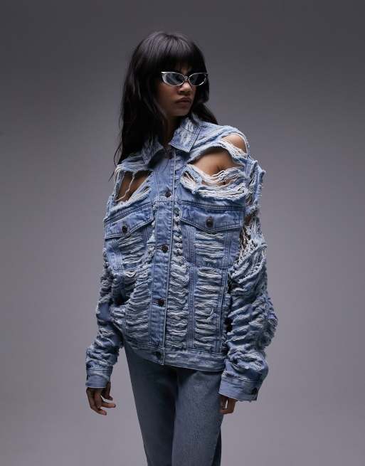 Topshop ripped 2025 denim jacket