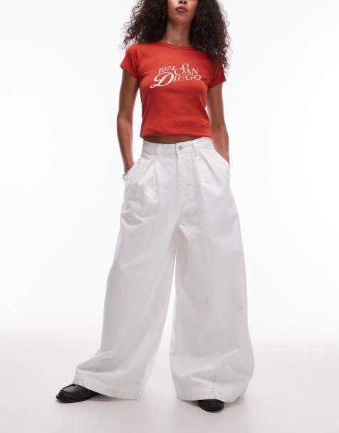 Topshop extreme wide leg jeans in white - view 1
