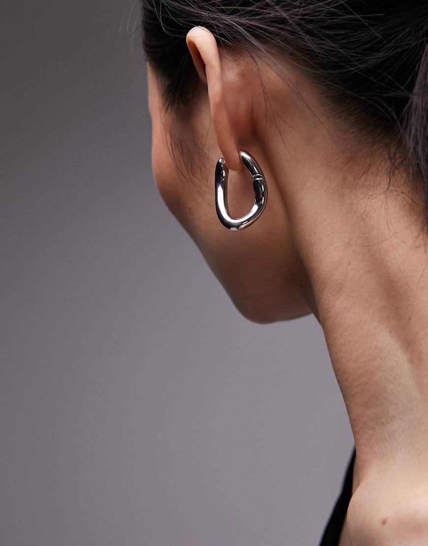 Topshop Eyal chain link hoop earrings in silver tone