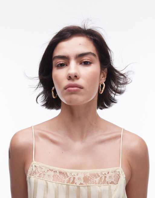 Topshop - Eyal - Créoles style maillon - Doré mat, 2 de 4