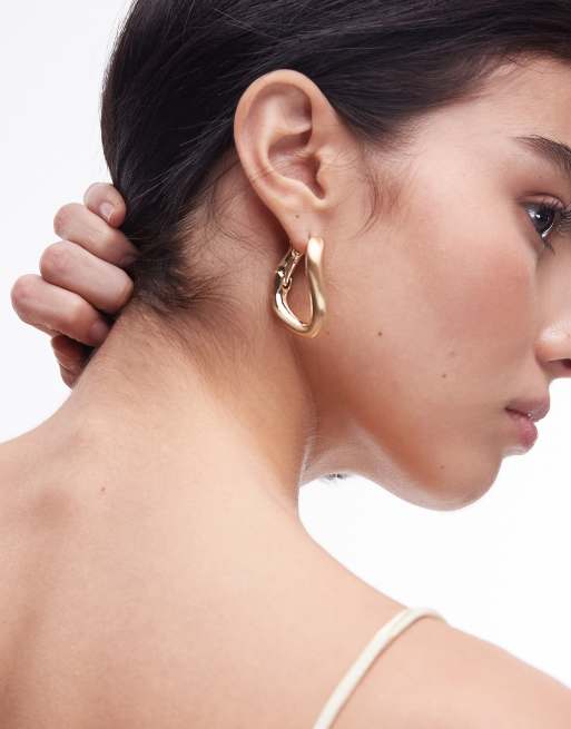 Topshop - Eyal - Orecchini a cerchio color oro opaco, 4 di 4