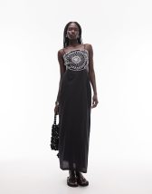 Topshop hand knit macrame dress in black