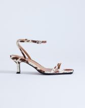 Topshop Ezra strappy heel sandal in cow print hair on real leather