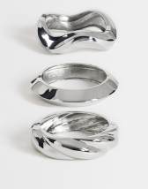 Topshop Fabio 3 pack bangles in silver