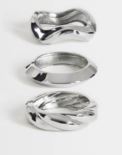 Fabio 3 pack bangles in silver