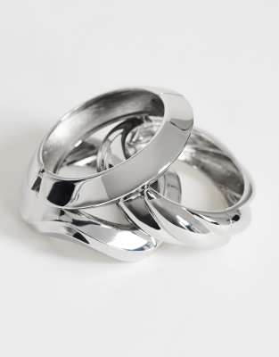 Topshop Fabio 3 Pack Bangles In Silver