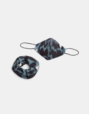 Topshop face covering and scrunchie set in blue - ASOS Price Checker