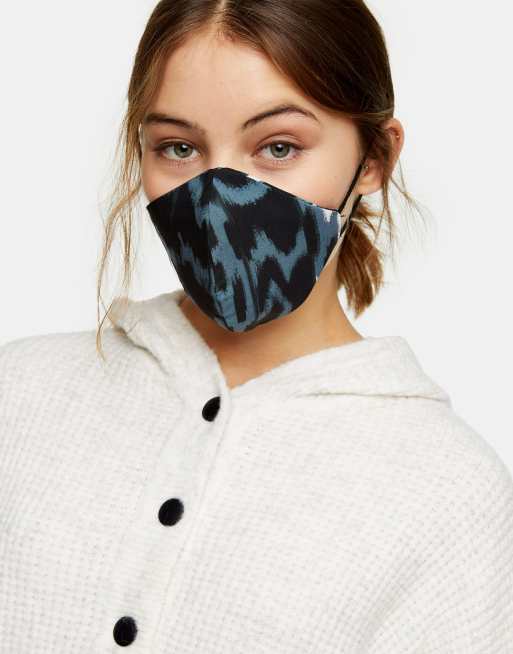 Topshop face covering and scrunchie set in blue, 2 of 3