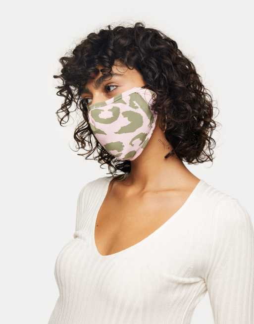 Topshop face covering in pink animal camouflage