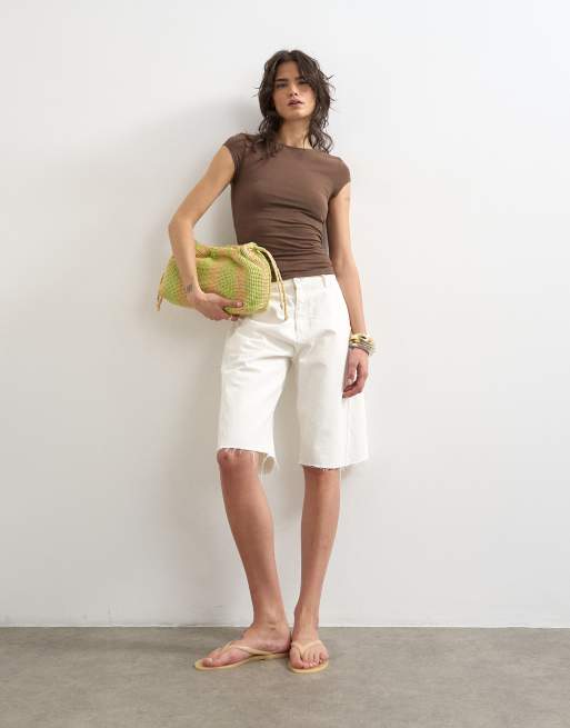 Topshop faced short sleeve tee in chocolate, 4 of 4