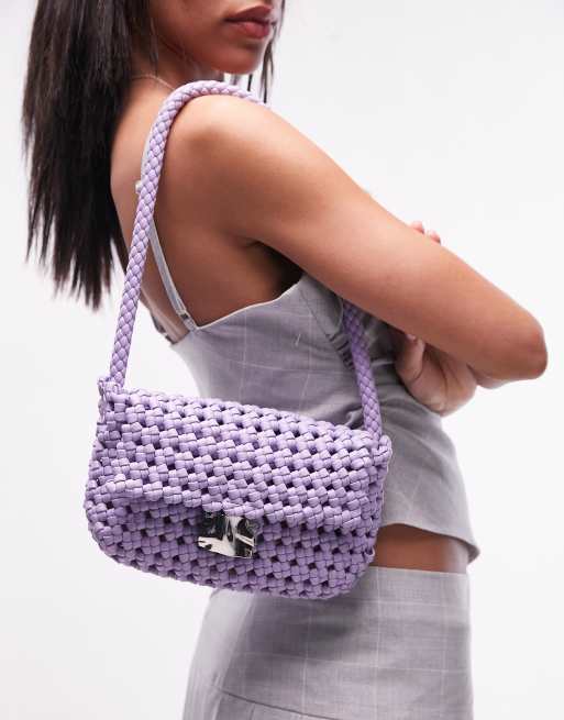 Topshop Faith crochet shoulder bag with hardware in lilac ASOS