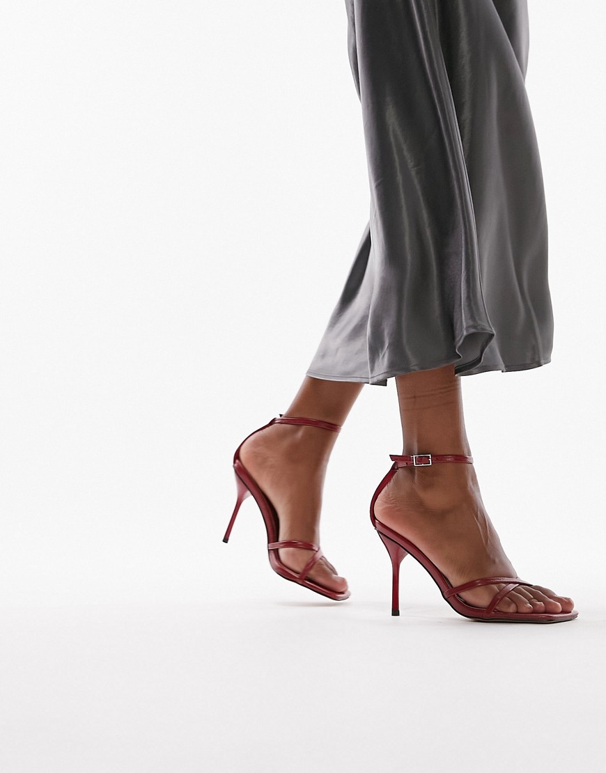 Topshop Faith strappy two part heeled sandal in red