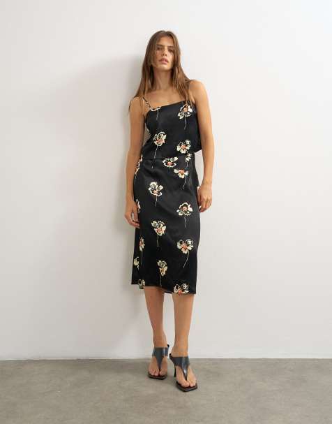 Topshop - falda de conjunto satinada de corte sastre, largo 90, con estampado floral - view 1