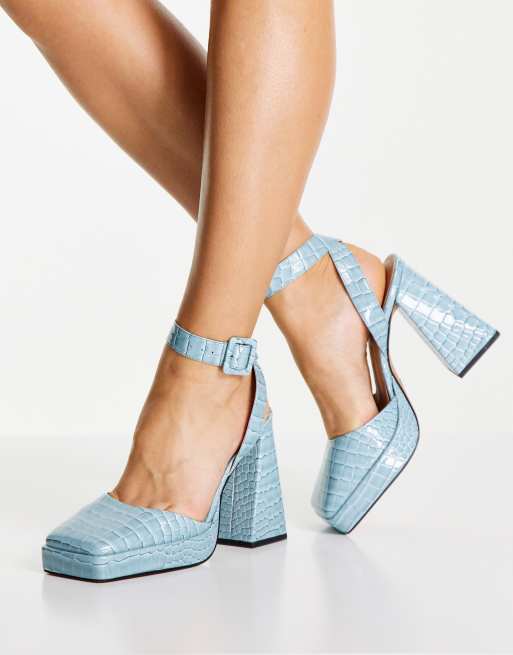 Topshop - Fara - Chaussures en deux parties à semelle plateforme - Bleu