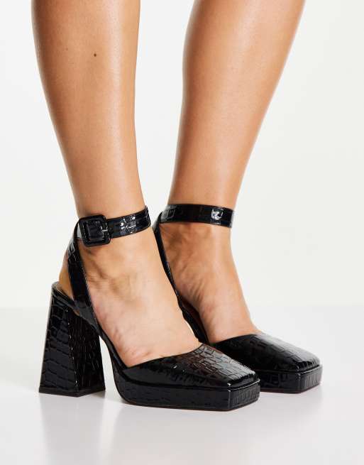 Black two 2025 part platform heels