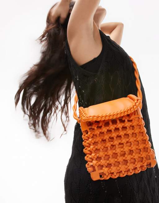 Topshop – Farah – Pomarańczowa szydełkowana saszetka crossbody