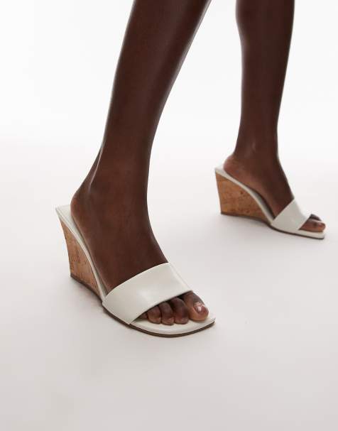 Topshop - Farah - Råhvide mules med høj kilehæl - view 1