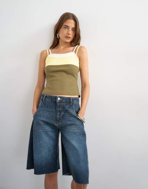 Topshop färgblockad cami i gult, 3 av 4