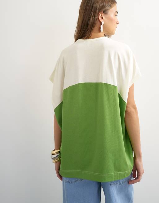 Topshop farveblok oversized tanktop i grøn, 4 af 4