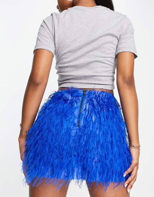 Royal blue feather on sale skirt