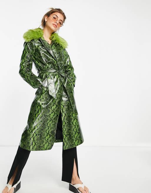 Green fur coat on sale topshop