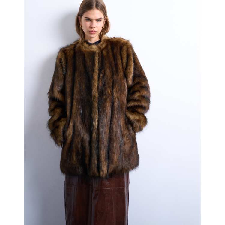 Convertible Faux Fur Tippet Coat 美品 Convertible Faux Fur Tippet Coat