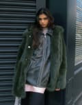 [Topshop] Topshop faux fur funnel midi coat in green S green