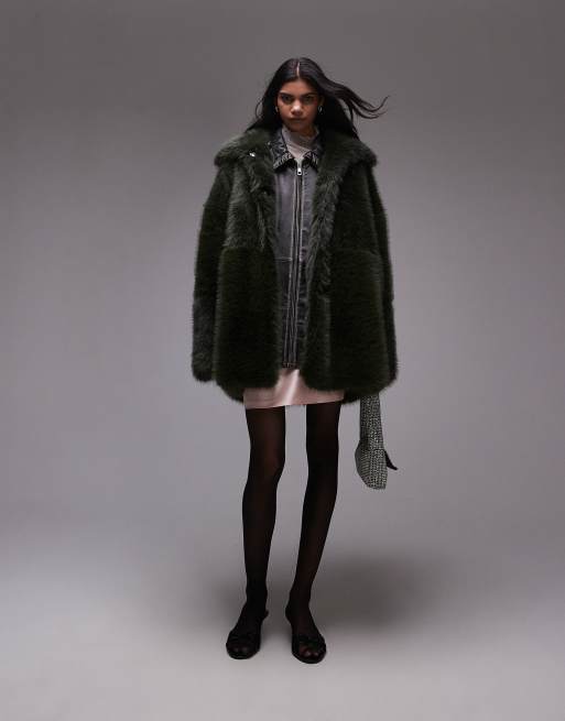 Fur Collar Topshop Black Fur Midi Coat Topshop Faux Fur Funnel