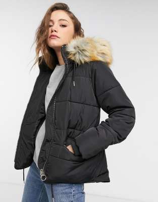 topshop fur hooded coat