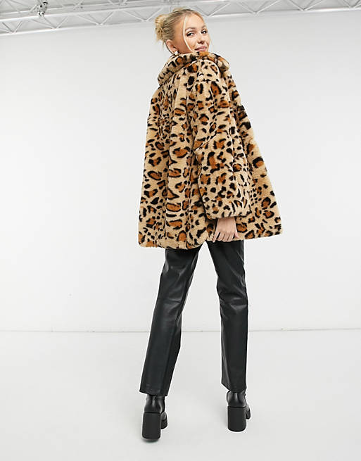 Topshop faux fur jacket in leopard print | ASOS